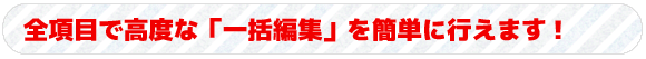 全項目で高度な「一括編集」を簡単に行えます！