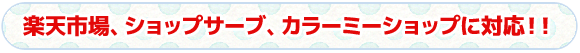 タイトル　楽天市場、ショップサーブ、カラーミーショップで使える！