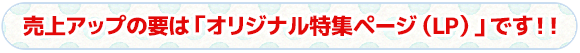 売上アップの要は「オリジナル特集ページ（LP）」です！！