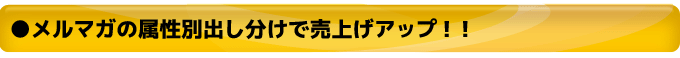 メルマガの属性別出し分けで売上げアップ！！